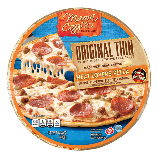 Pizza original de masa fina para amantes de la carne de Mama Cozzi's Pizza Kitchen, 14.4 oz