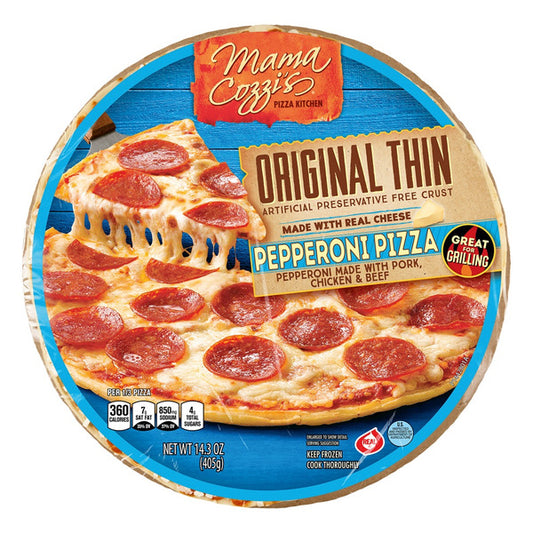Pizza de pepperoni con masa fina de Mama Cozzi's Pizza Kitchen, 14.3 oz