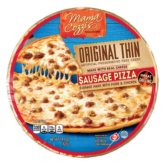 Pizza de salchicha con masa fina original de Mama Cozzi's Pizza Kitchen, 14.9 oz