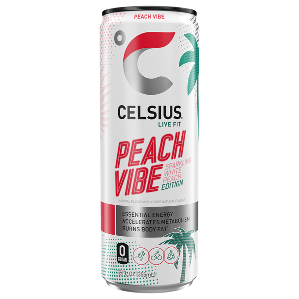Celsius Sparkling Peach Vibe, Energy Drink 12 fl oz