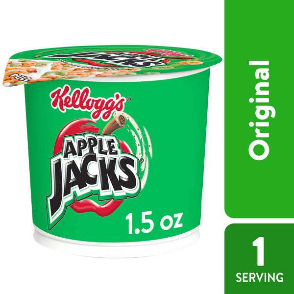 Kellogg's Apple Jacks Breakfast Cereal Cups, Kids Cereal, Family Breakfast, Original, Cup (1 Cup) 1.5 oz