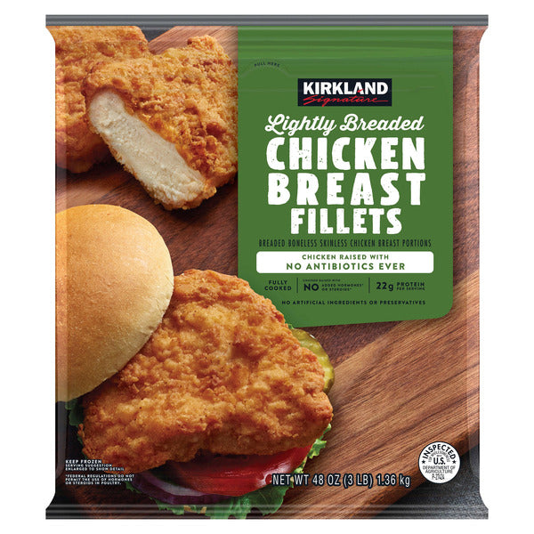 Kirkland Signature Lightly Breaded Chicken Breast Fillet, 3 lbs