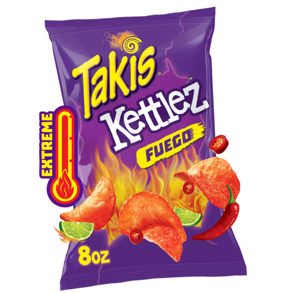 Takis Hot Chili Pepper & Lime Flavored Extreme Spicy Kettle-Cooked Potato Chips 8 oz