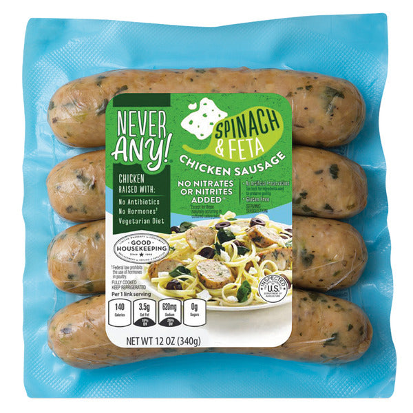 Never Any! Spinach Feta Chicken Sausage 12 oz