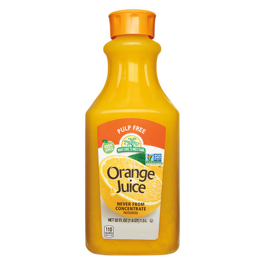 Jugo de naranja premium Nature's Nectar sin concentrado, sin pulpa, 52 onzas líquidas