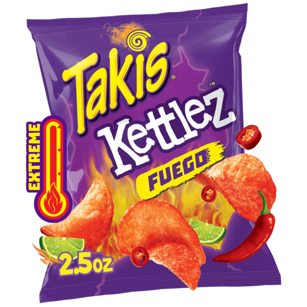 Takis Fuego Hot Chili Pepper & Lime Flavored Extreme Spicy Kettle-Cooked Potato Chips 2.5 oz