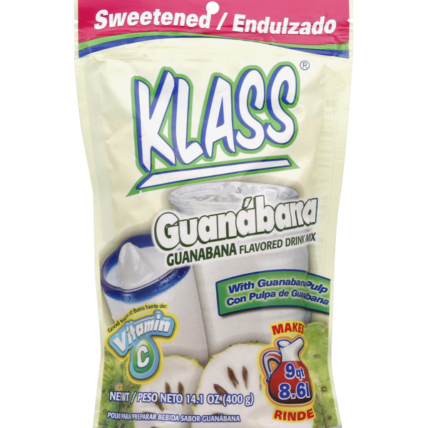 Mezcla para bebida saborizada Klass, endulzada, guanábana, 400 g