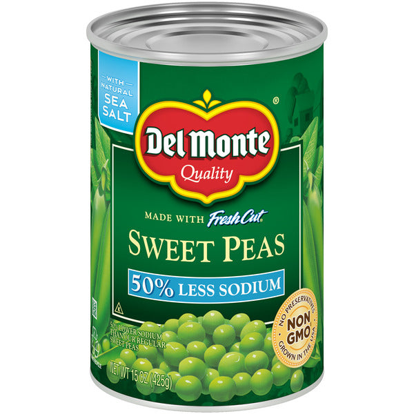 Del Monte 50% Less Sodium Sweet Peas 15 oz