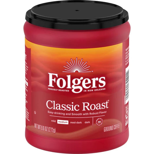 Café moulu Folgers Classic Roast, torréfaction moyenne 9,6 oz 