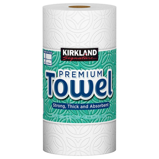 Toallas de papel Kirkland Signature, 2 capas, 160 hojas, 1 rollo envuelto individualmente