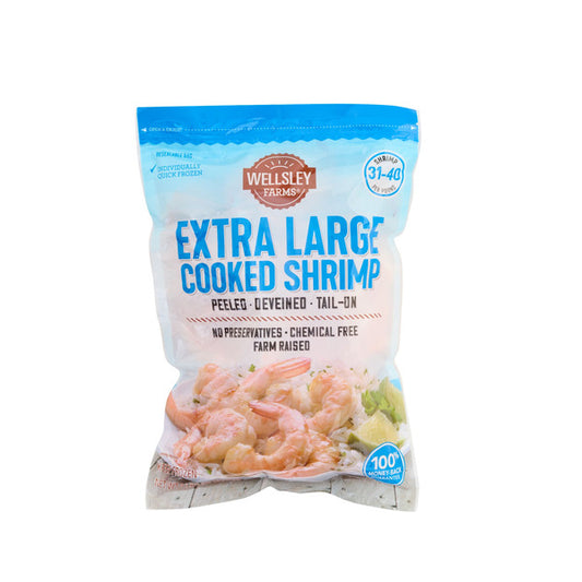 Wellsley Farms Peeled Deveined Tail-on Extra Large Cooked Shrimp 32 oz