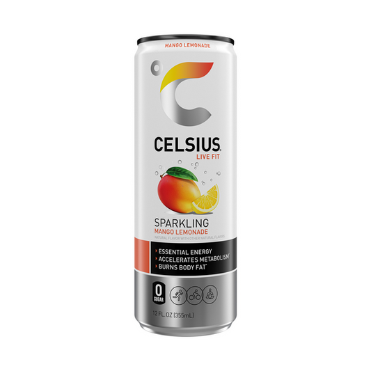 Celsius Sparkling Mango Lemonade, Energy Drink 12 fl oz