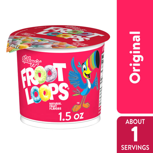 Kellogg's Froot Loops Froot Loops Taza de cereales para el desayuno, 1,5 oz
