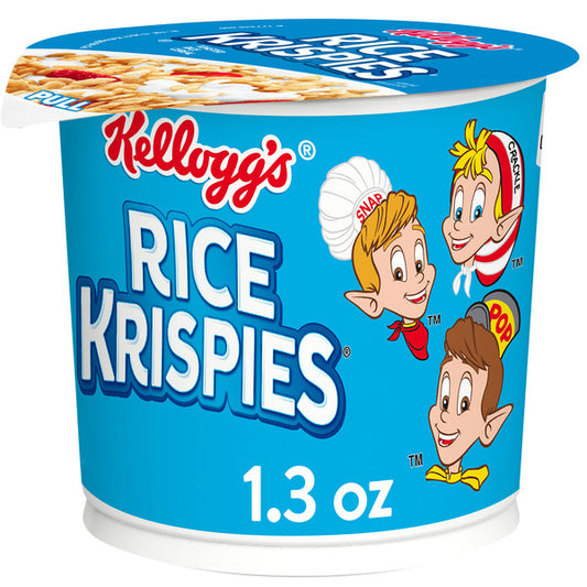 Tazas de cereal Kellogg's Rice Krispies para el desayuno, snacks para niños, desayuno familiar, original, taza (1 taza) 37 g