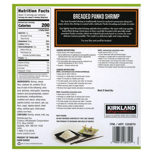 Camarones empanizados con panko Kirkland Signature, 2.5 libras