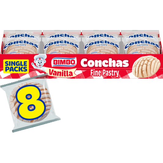 Conchas Bimbo, 8 paquetes, sabor vainilla, 8 unidades