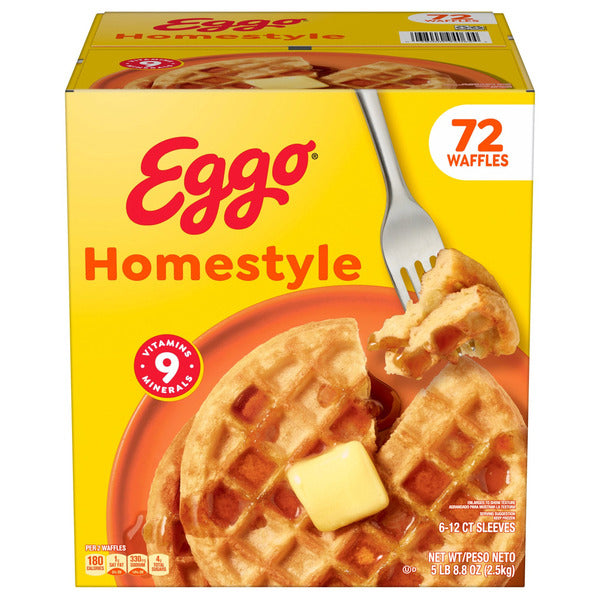 Waffles Eggo estilo casero de Kellogg's, paquete de 72 unidades