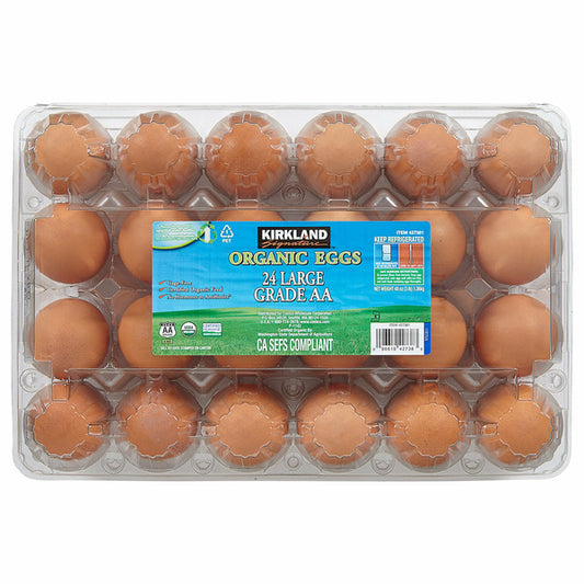 Huevos orgánicos Kirkland Signature, grandes, paquete de 24 unidades