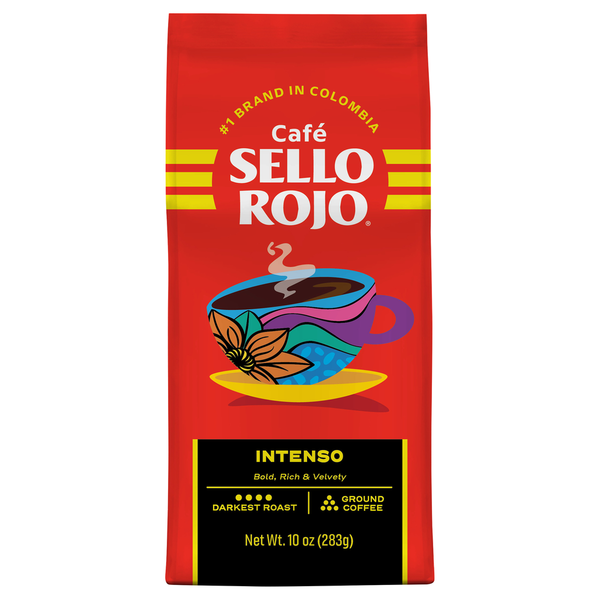 Café de Colombia Café Sello Rojo Intenso, Darkest Roast Ground Coffee 10 oz