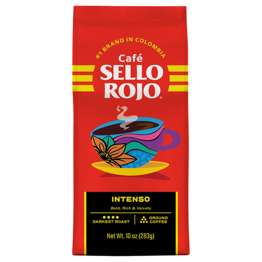 Café de Colombia Café Sello Rojo Intenso, Café molido tostado más oscuro 10 oz