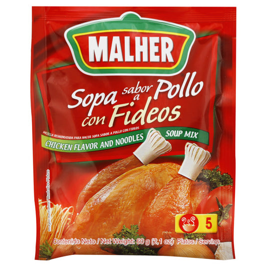 Mezcla para sopa Malher, sabor a pollo y fideos, 60 g