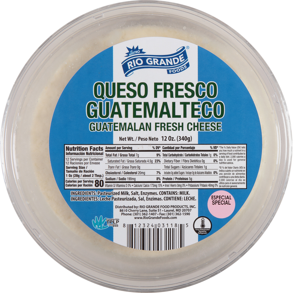 Queso fresco guatemalteco Rio Grande Foods 12 oz