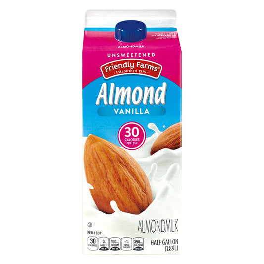 Leche de almendras sin azúcar y vainilla de Friendly Farms, 64 onzas líquidas
