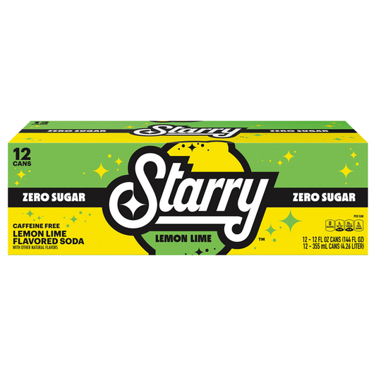 Refresco Starry Zero Sugar sabor limón y lima, sin cafeína, 355 ml (12 onzas líquidas)