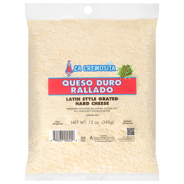 Queso La Cremosita, duro, estilo latino, rallado, 12 oz