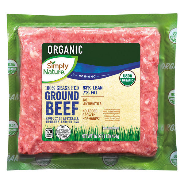 Simply Nature Organic Grass Fed 93/07 Ground Beef 1 lb