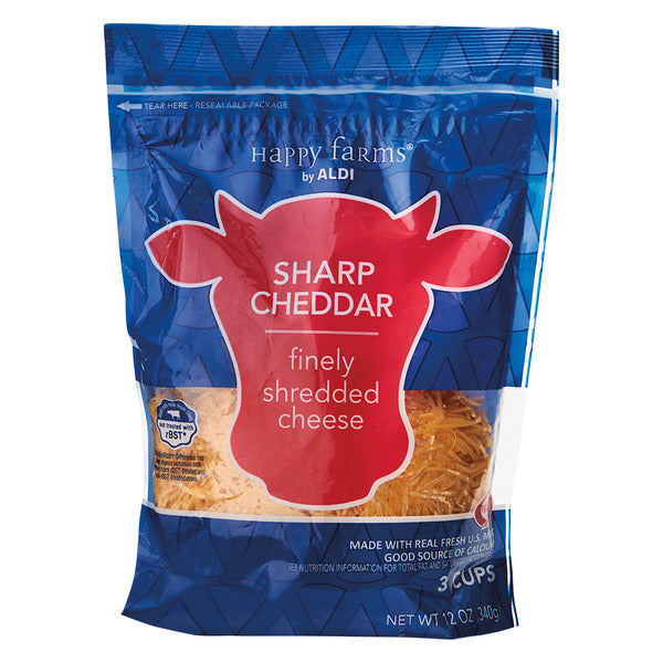 Queso cheddar rallado Happy Farms, 12 oz