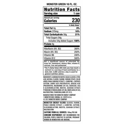 Monster Energy Original Energy Drink, 12 Pack - 16 fl oz