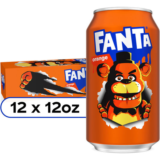 Latas de refresco Fanta Naranja en paquete refrigerado de 12 onzas líquidas
