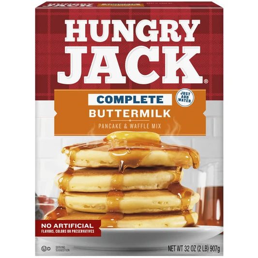 Mezcla completa para panqueques y waffles de suero de leche Hungry Jack, caja de 32 oz 32 oz