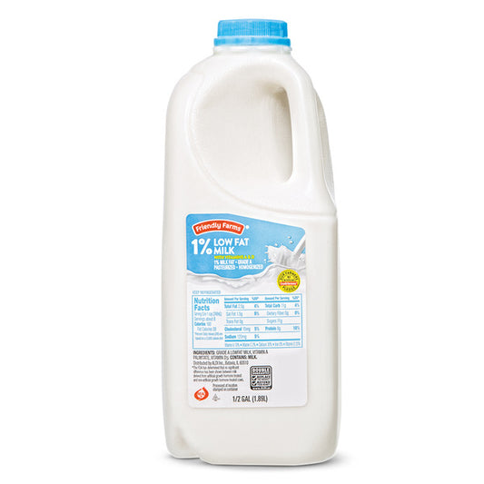 Leche descremada Friendly Farms, 1%, 0.5 galones
